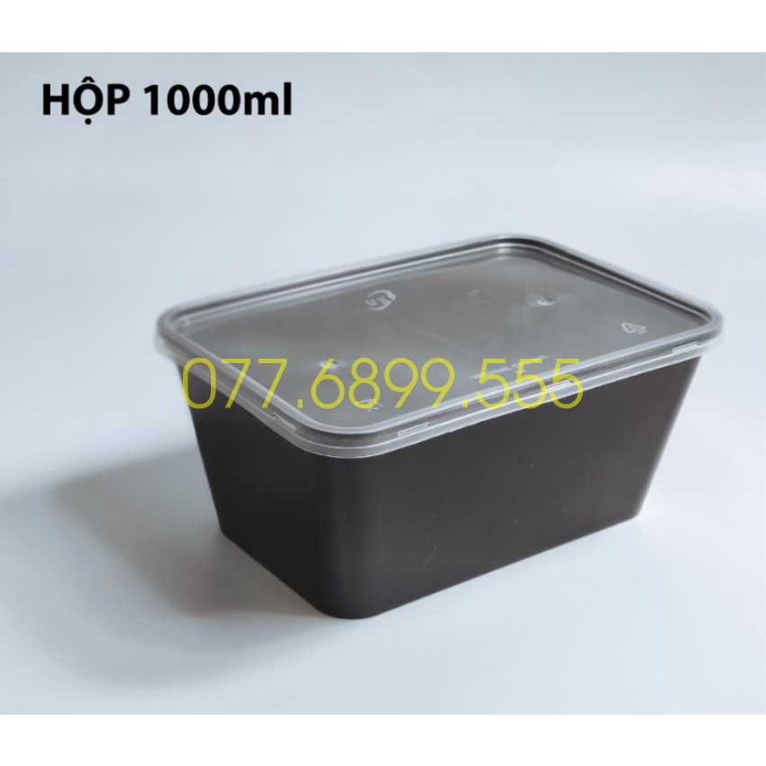 Set 10 hộp Microwave đen bao gồm nắp 550ml, 650ml, 750ml, 1000ml, Hộp đen đựng lò vi sóng thực phẩm