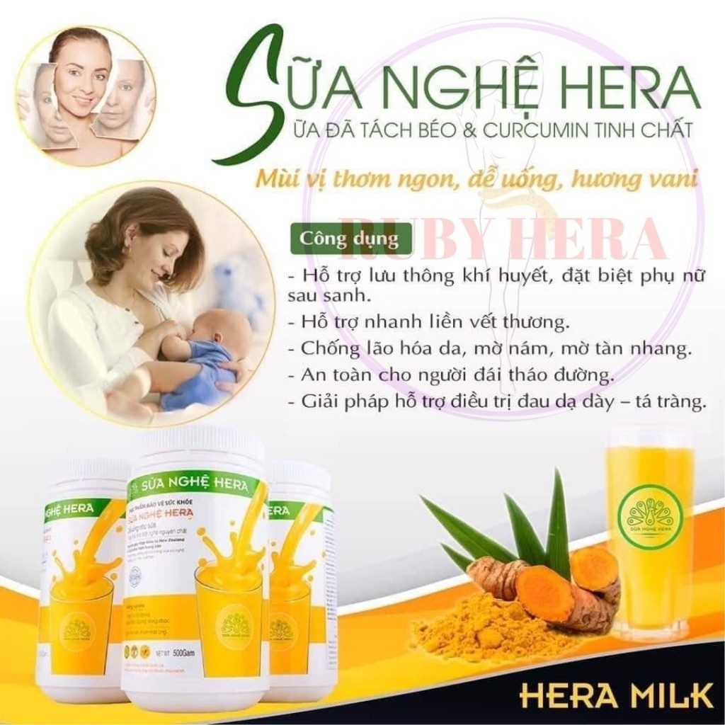 Sữa Nghệ HERA N03 Đẹp Dáng -  Đẹp Da - Hỗ Trợ Đau Dạ Dày - Tốt Cho Mẹ Sau Sinh (HỘP 500GRAM)