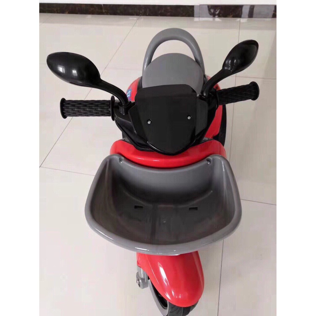 Xe máy điện 3 bánh cho bé CHIWA có giỏ 3 màu: Xanh-Đỏ-Vàng-Trắng
