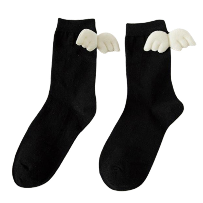 Vớ Cotton Màu Trắng/Đen Hình Đôi Cánh Thiên Thần Phong Cách Harajuku Nhật Bản Cho Nữ Sinh