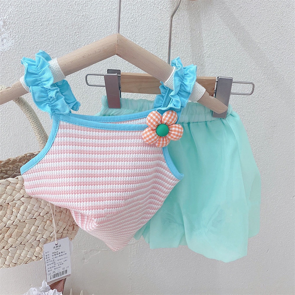 [Babycat] Hàng Có Sẵn Áo Hai Dây Sát Nách Mùa Hè In Hoa Nhỏ Thoải Mái Phong Cách Nhật Hàn Dễ Thương Thời Trang Cho Bé Gái