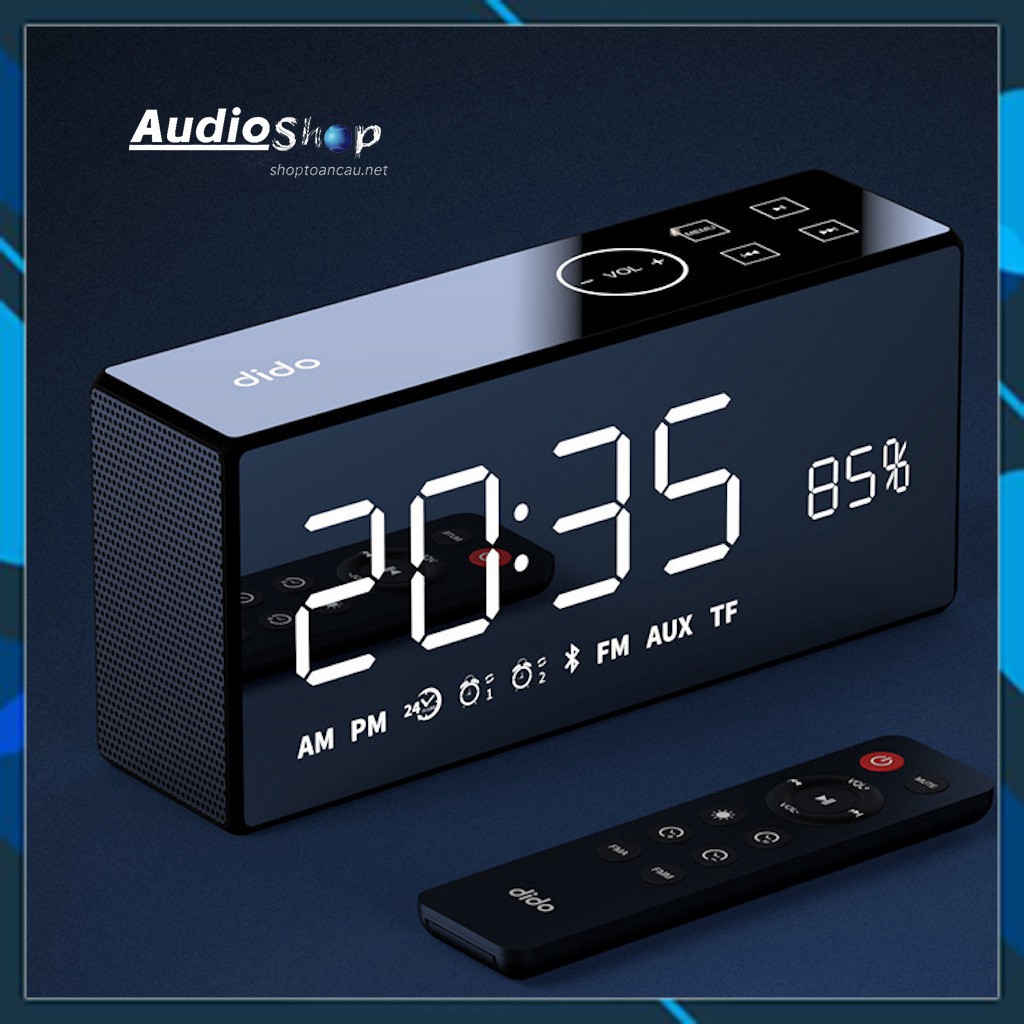 Loa bluetooth FM - Thẻ TF SD - Remote điều khiền từ xa - AUX 3.5mm - hiển thị % pin - đồng hồ Led - model dido x9.