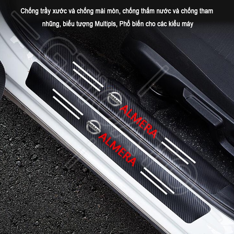 GTIOATO Cho Nissan Almera Sợi Carbon Dán Xe Dán Cửa ô Tô DáN  ̂́Ng XưỚC Ô Tô Bảo Vệ Bậc Cửa Và Dán Cốp Xe Hơi Phụ KiệN Ô Tô