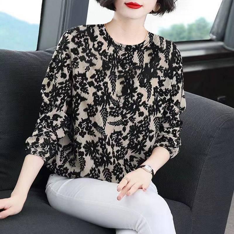 Áo thun tay dài phối lông thời trang cho phụ nữ trung niên