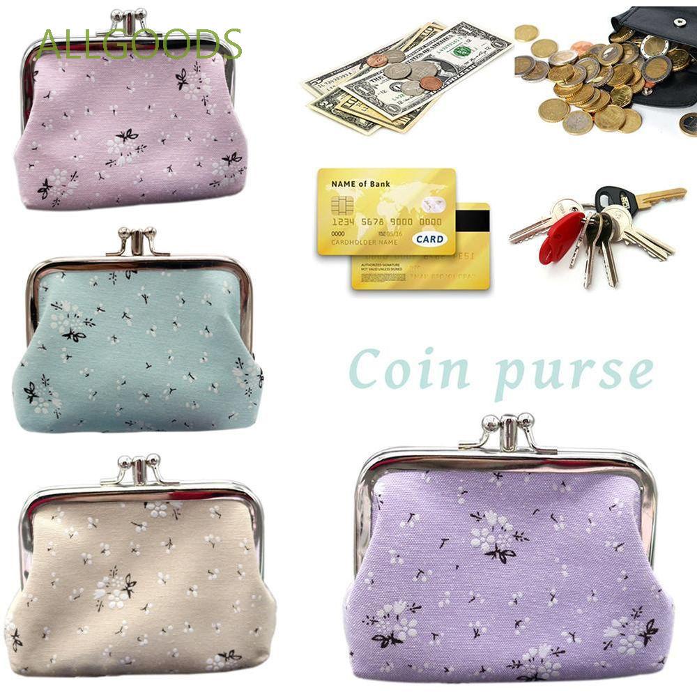 ALLGOODS Vintage Small Wallet Women Lady Zero Purses Hasp Coin Purse Mini Fashion Handbag Key Card Holder Flowers Printed Clutch Bag Double Layer Clutch Bag/Multicolor