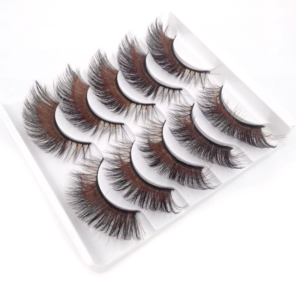 Set 5 Cặp Lông Mi Giả 3D Cong Dài Tự Nhiên Màu Sắc Gradient