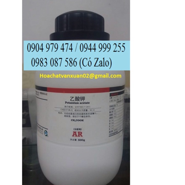 Hóa chất Potassium acetate CH3COOK 99% kali acetat Xilong lọ 500g CAS 127-08-2