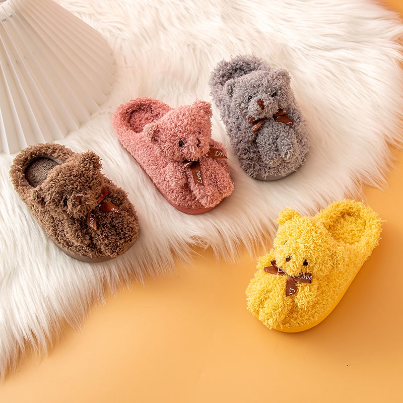 Dép Đi Trong Nhà Vải Cotton Giữ Ấm Chống Trượt In Hoạt Hình Dễ Thương Cho Bé Từ 1-3 Tuổi/ 2 Tuổi