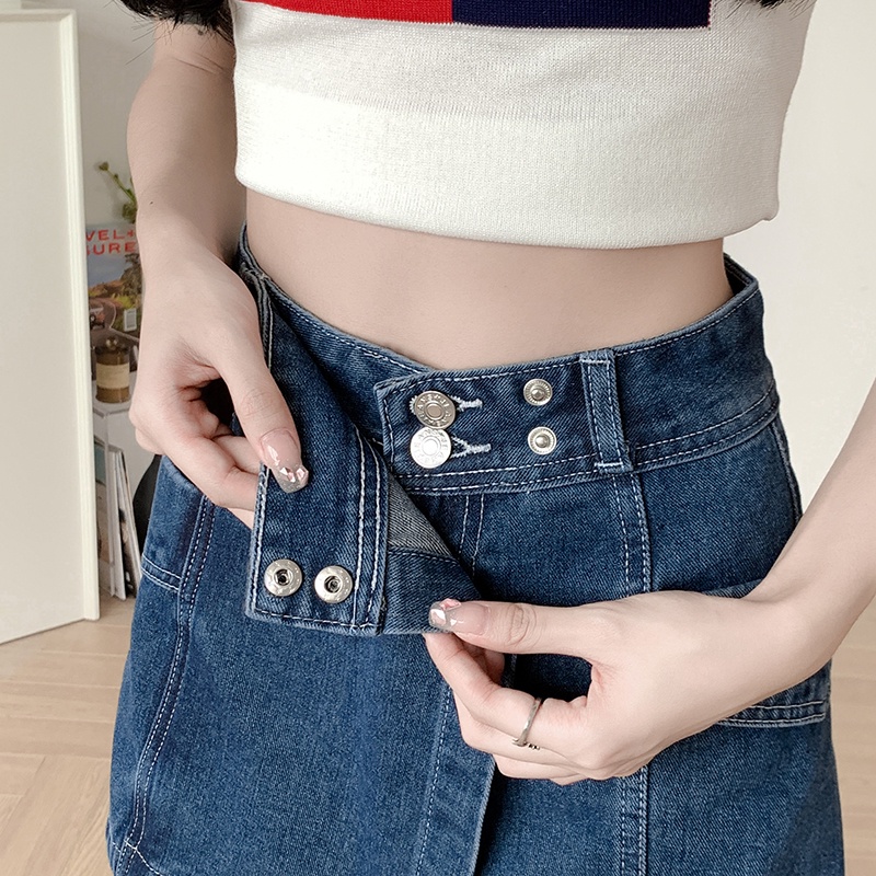 Chân váy jean SUXI dáng chữ A lưng cao đơn giản trẻ trung