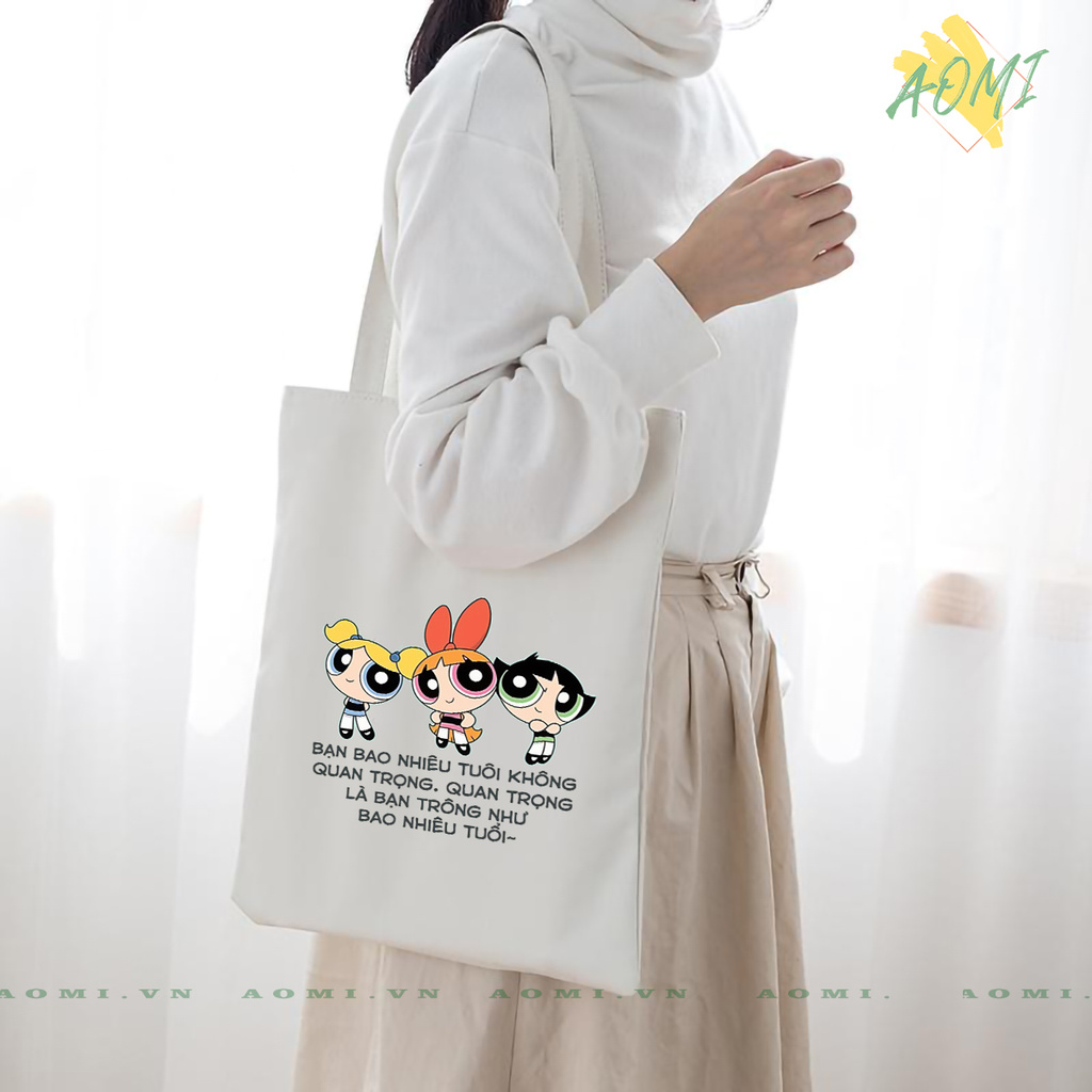 TÚI VẢI ĐEO VAI TOTE CANVAS BAG CÓ KHÓA KÉO SIZE LỚN 33x38cm BAO TUOI TCUTE XINH ĐẸP TIỆN ÍCH DẠO PHỐ DU LỊCH