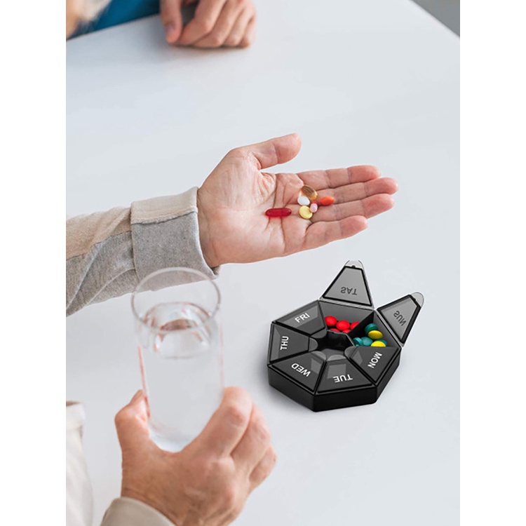Round 7 pp plastic pill box jewelry box flip-top mini portable medicine box for one week