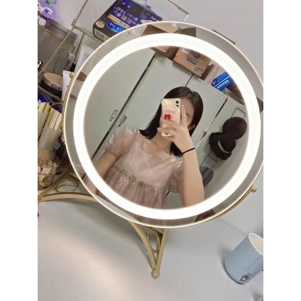 Gương để bàn trang điểm có đèn Led 3 chế độ sáng❤️ hàng nhập khẩu cao cấp, Khung kim loại chắc chắn❤️