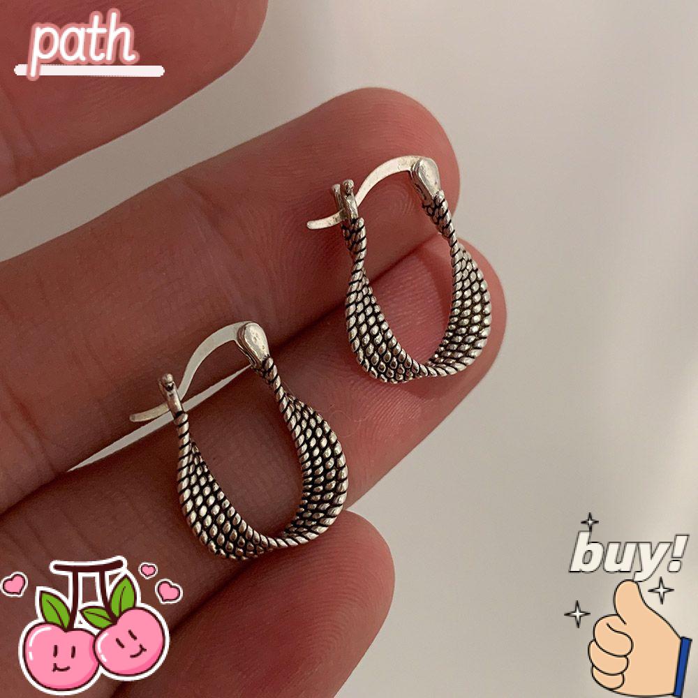 Bông Tai Mạ Bạc 925 Dạng Xoắn Phong Cách Punk Thời Trang Dành Cho Nữ