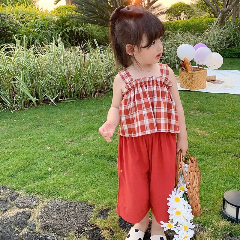 Set 2 dây kẻ caro bé gái