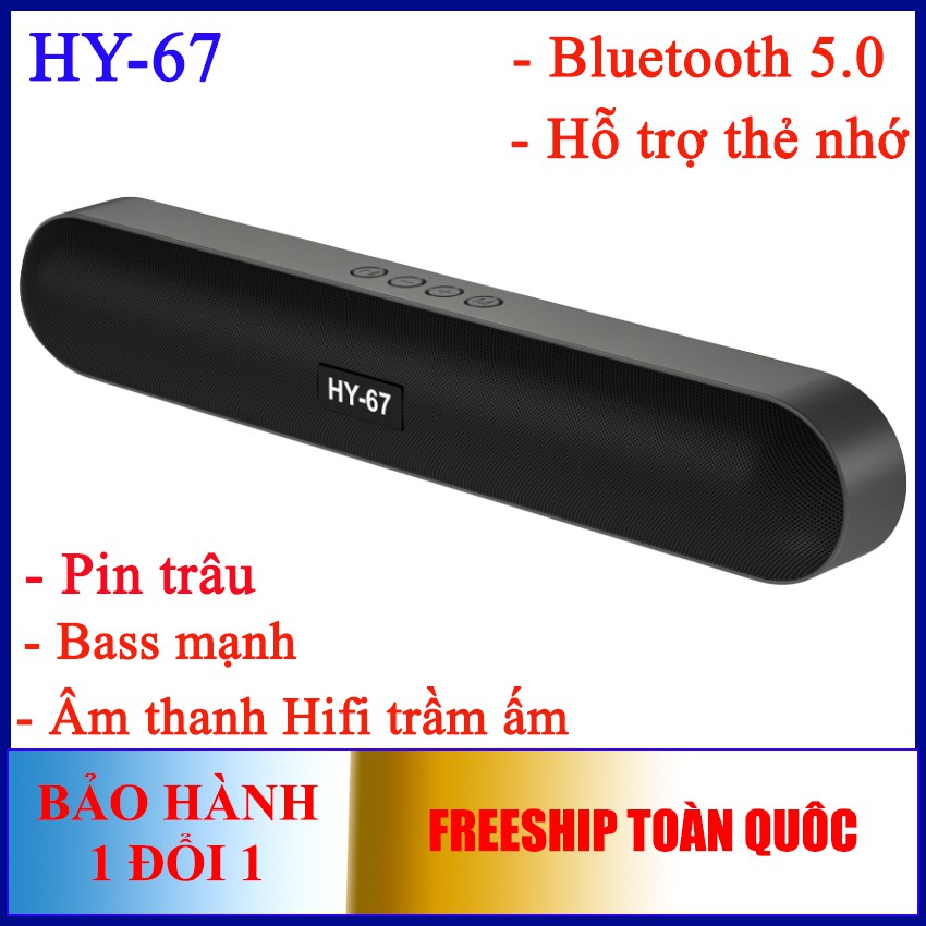 Loa bluetooth 5.0 HY-67 công suất lớn, bass cực mạnh âm thanh sắc nét 4in1 phát đài FM hỗ trợ thẻ nhớ cổng USB jack 3.5