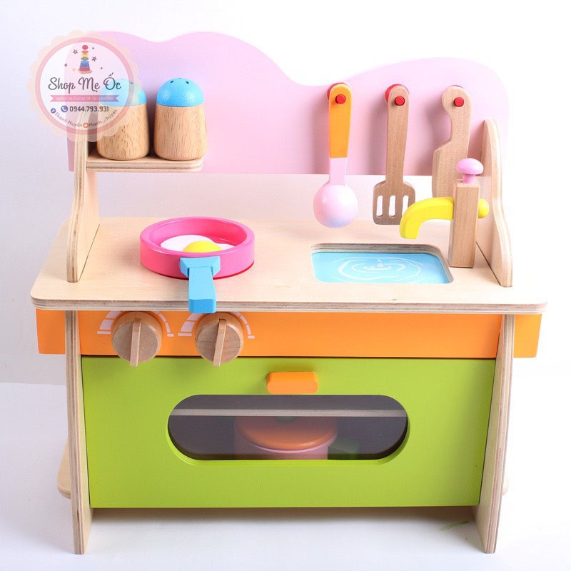 Hàng có sẵn - Tủ bếp bằng gỗ mini cho bé