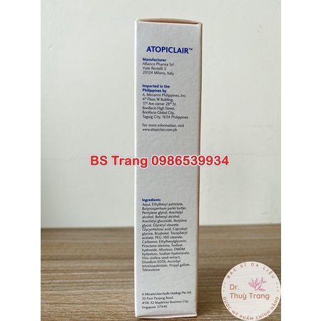[Chính Hãng] Kem hỗ trợ làm giảm cảm giác ngứa, rát và đau do VDCĐ, VDa tiếp xúc ATOPICLAIR Cream - 40ml
