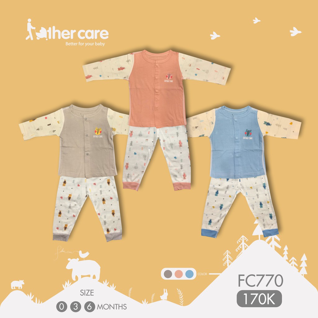 Bộ Quần Áo sơ sinh DT FatherCare Cài Giữa - Họa Tiết Báo  FC770