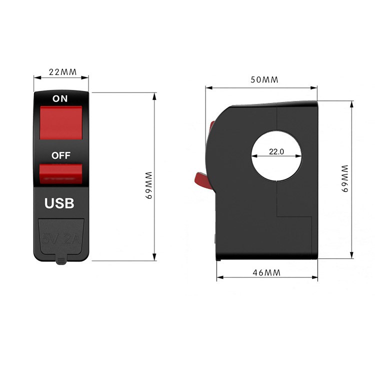 Công Tắc ON OFF Gắn Ghi Đông Kiêm USB [ Sạc ]