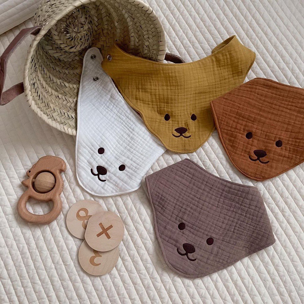 Ins Khăn Yếm Vải Cotton Gauze Thấm Hút Nước Dành Cho Trẻ Em