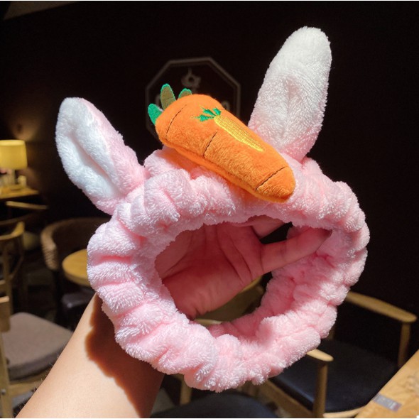 Băng Đô Cài Tóc Thỏ Carot 3D Hồng Thiết Kế Kiểu Dễ Thương Dành Cho Nữ