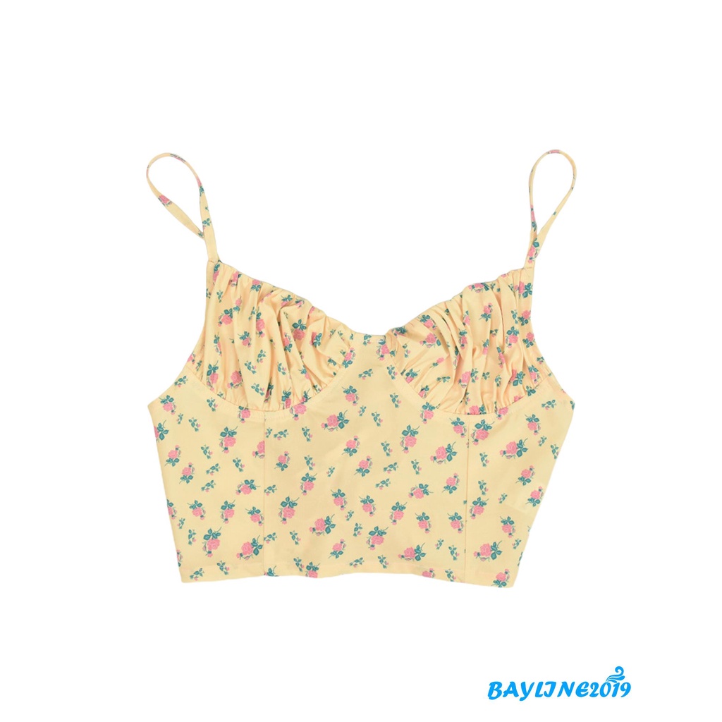Áo Croptop Sát Nách Hoạ Tiết Hoa Thiết Kế Hở Lưng Quyến Rũ