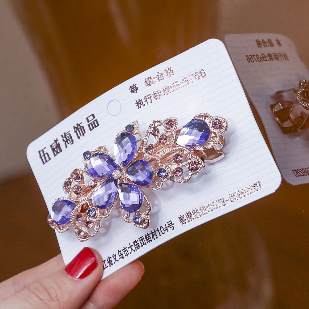 Kẹp tóc hình bông hoa đính đá phong cách thời trang xinh xắn cho phái nữ