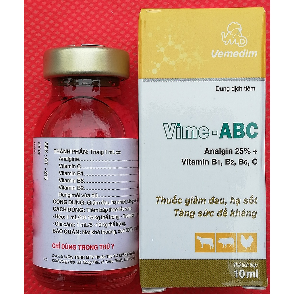 1 lọ VIME - ABC 10ml Chuyên dùng cho gia súc, gia cầm, chó mèo, thỏ, dê, cừu, ngựa, trâu, bò
