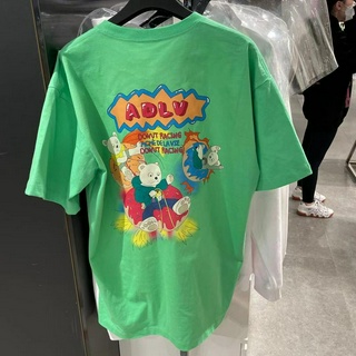Áo thun ADLV tay lửng dáng rộng in hình 3 chú gấu nhỏ thời trang cho nam nữ