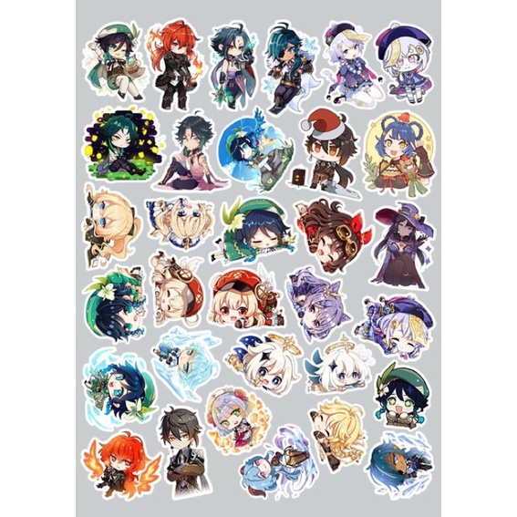 Sticker anime / 30-60 hình dán genshin impact ép lụa