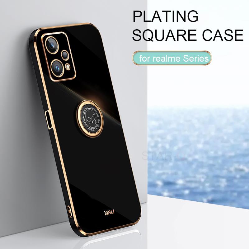 Ốp Điện Thoại Silicon Chống Sốc Phối Giá Đỡ Nhẫn Cho OPPO Realme C35 9 Pro Plus 9i 8i 8 Pro