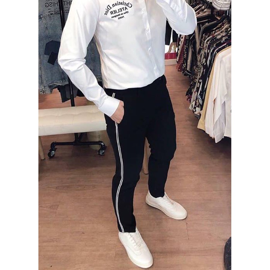 Quần Tây Nam Đen Kẻ Trắng | BigBuy360 - bigbuy360.vn