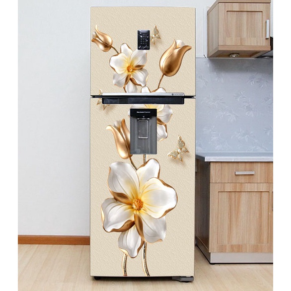 Decal dán trang trí tủ lạnh mẫu Ngọc 3D- Chất lượng cao - chống thấm