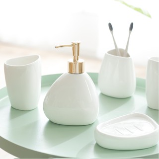 Bộ Năm Món Đồ Dùng Nhà Tắm Bằng Gốm Sứ Màu Trắng Phong Cách Bắc Âu Đơn Giản Sáng Tạo
