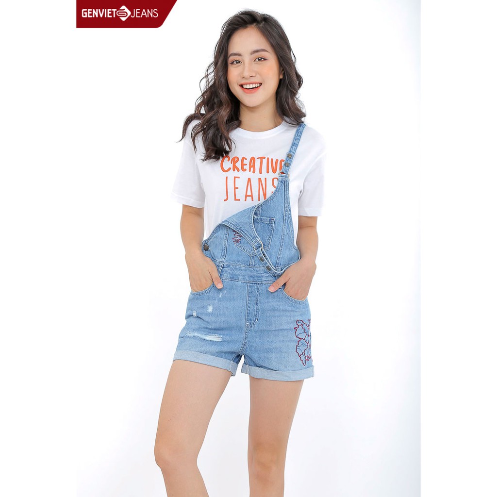 [Mã WABRLOW5 giảm 15% đơn 300K] Quần yếm short jeans nữ TY424J507 GENVIET | BigBuy360 - bigbuy360.vn