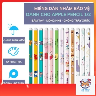 Miếng dán decal bảo vệ Apple Pencil 1 và 2 chất liệu nhám bám tay, chống trầy xước, kháng nước, hỗ trợ sạc không dây