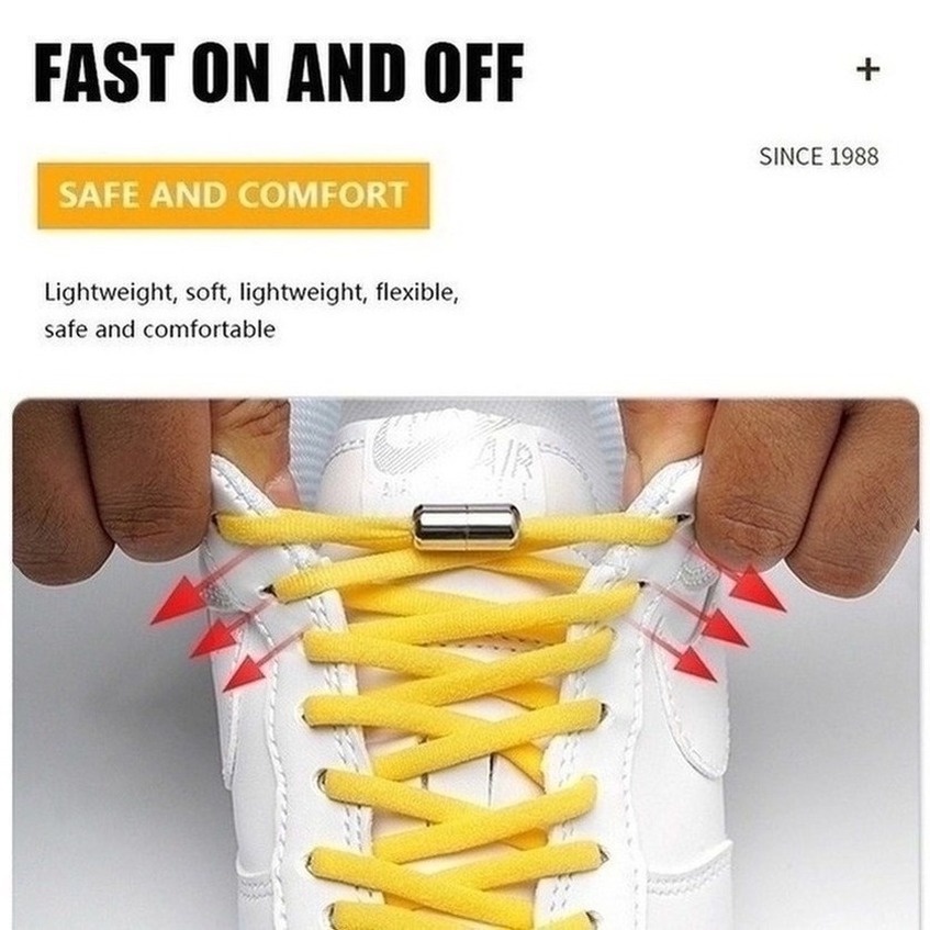 1 Cặp Dây Giày Cao Su Co Giãn Có Khóa Kim Loại Nhiều Màu Sắc 2022