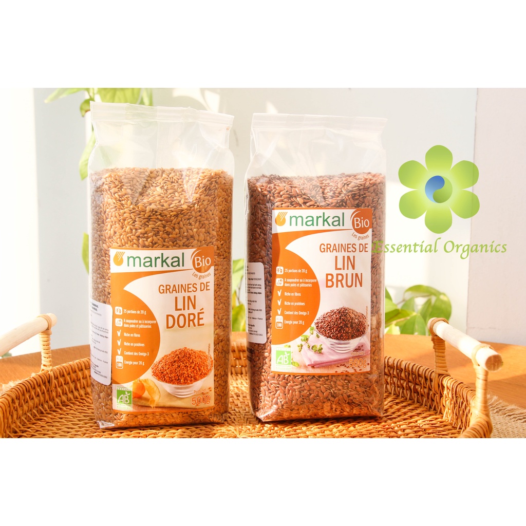 Hạt Lanh Nâu Hữu Cơ Markal Organic Flax Seeds 500gr hạt dinh dưỡng mix grandola làm sữa hạt lanh