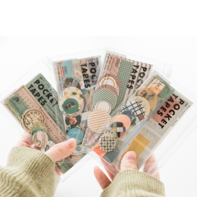 KimiTape Giấy nền và Sticker vintage POCKET TAPES - Bộ 40 hình trang trí Bullet Journal