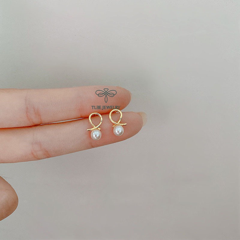 Khuyên tai bạc nữ TLEE Laura ngọc trai nhân tạo nữ tính TleeJewelry B0118