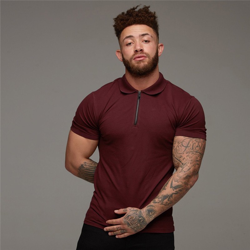 Brand Cotton Casual New Mens Short Sleeve Polo Shirts Fitness Fashion Polo Shirt Clothing Bodybuilding Trend Sport Polo