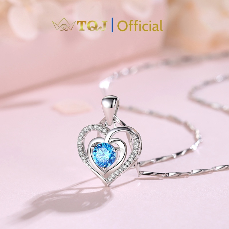 Dây Chuyền Bạc TQJ-D203, Chất Liệu Bạc S999 Sáng Bền Màu Mặt Hình Trái Tim Đính Đá Hợp Nhiều Dạng Chuỗi, Dài 45cm