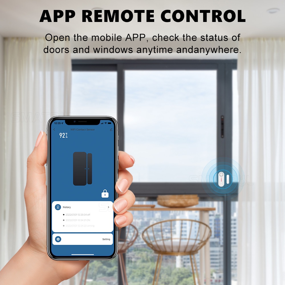 SMATRUL Chuông Báo động Tuya Còi Báo Cảm Biến Cửa Wifi Có Loa 100DB