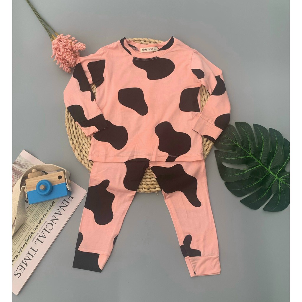 45.[HCM] Bộ Quần áo thu đông trẻ em tay dài quần dài, đồ bộ bò sữa hàng Cotton thun lạnh Minky Mom, vải Sài Gòn loại 1