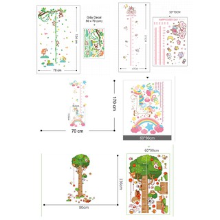 [ Nhiều mẫu] Decal DIY dán tường 3D thước đo baby