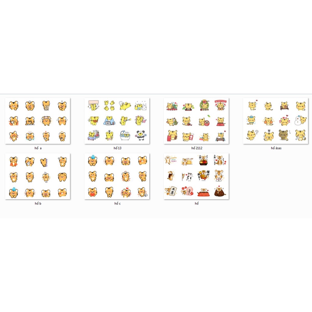 sticker hổ mập A4 không bế S4A15 cute dễ thương