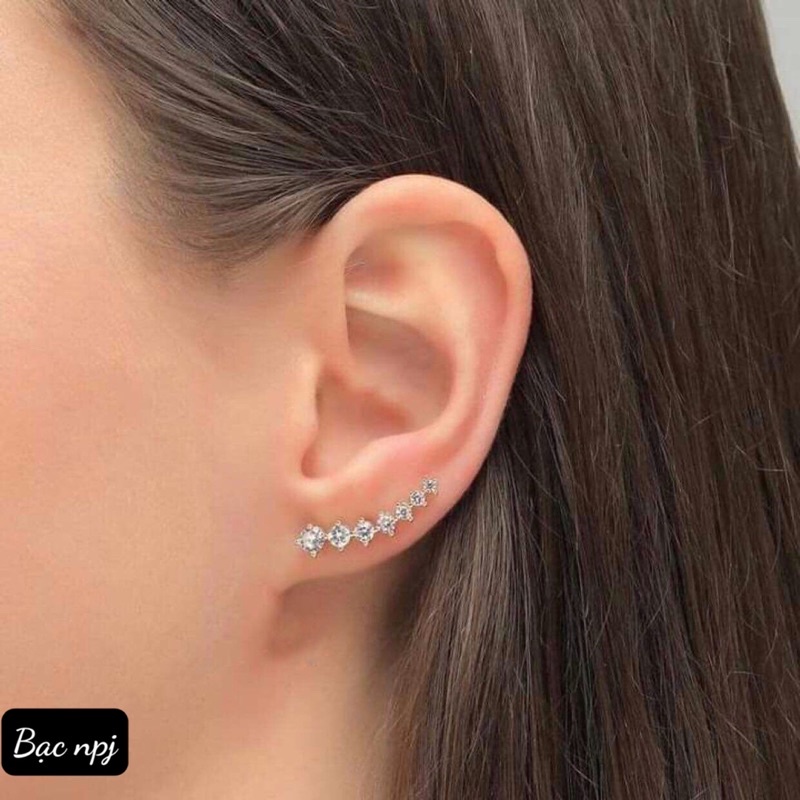 Bông Tai kẹp vành đính đá ⚡️ Siêu Đẹp ⚡️, Hoa Tai kẹp vành cá tính -Bạc BNP