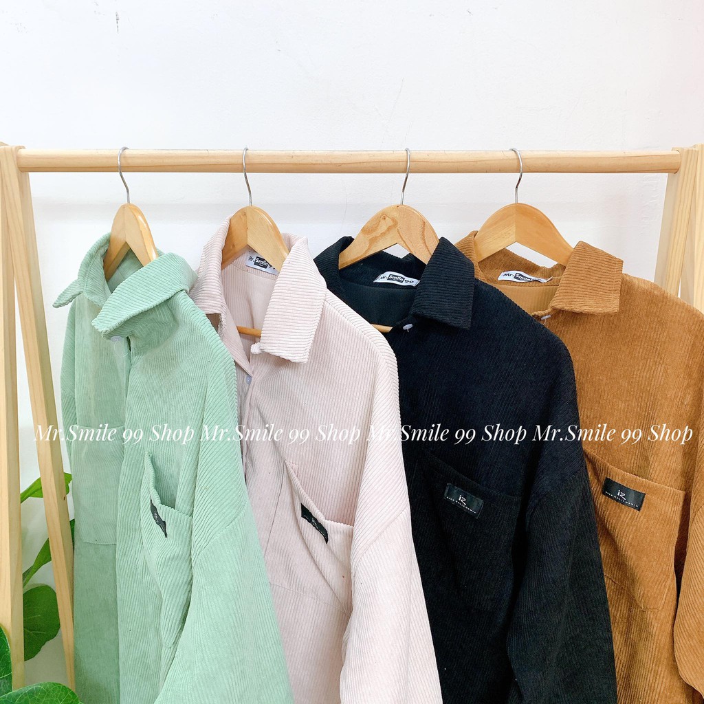 [Hình Thật] Áo Sơ Mi Nhung Tăm/ Nhung Gân Kupi tay dài Nam/Nữ Unisex Mr Smile 99 Shop | BigBuy360 - bigbuy360.vn