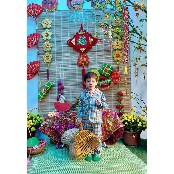 Mành tre trang trí tết 2022 combo 3 tấm ngang 1.5 x 2