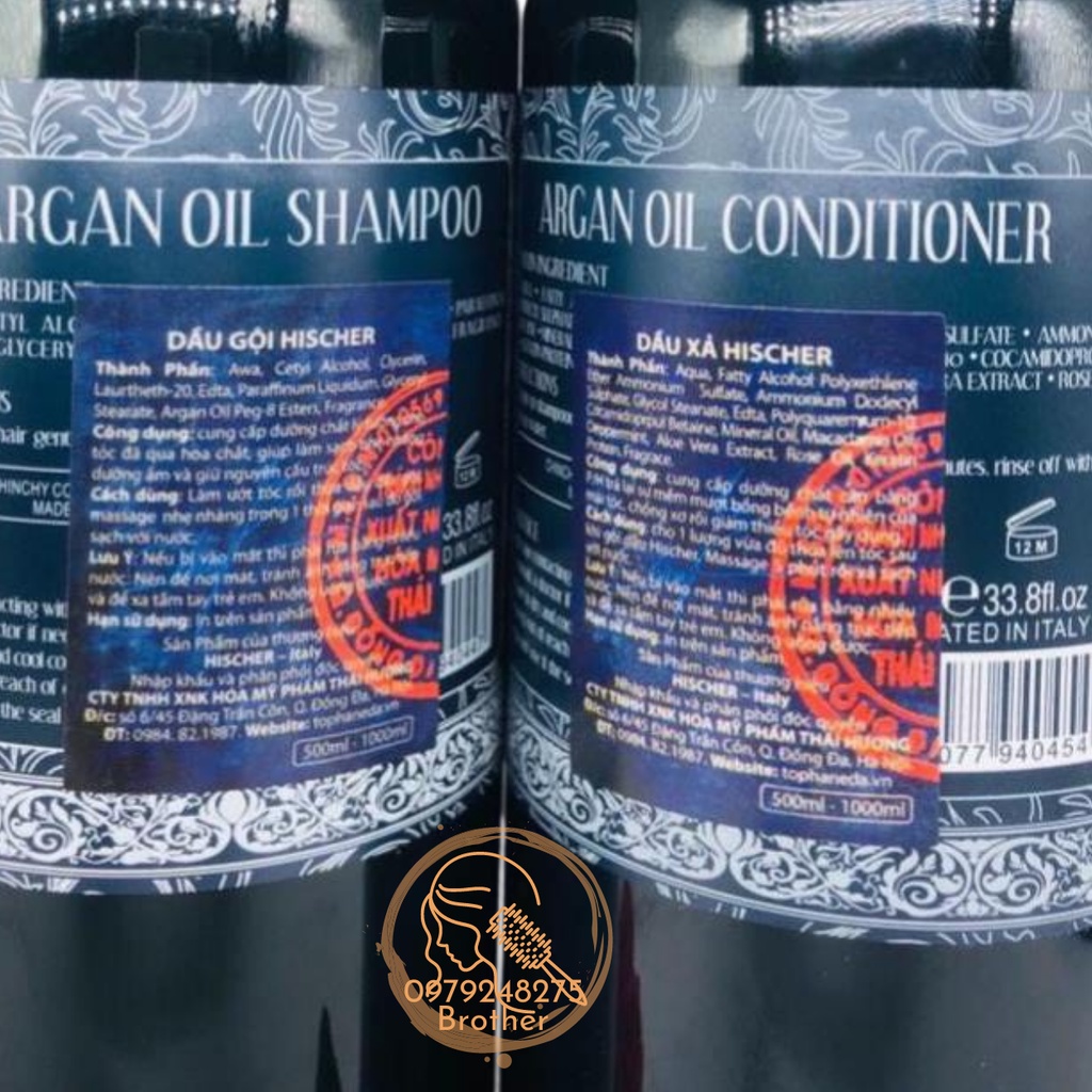 Cặp dầu gội xả HISCHER ARGAN OIL 1000ML NGĂN NGỪA GÀU GIẢM RỤNG TÓC🎯️🎯️🎯